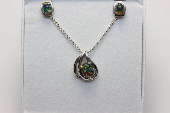 Australian Triplet Opal Set in Sterling Silver Setting Set Australian Opal House 