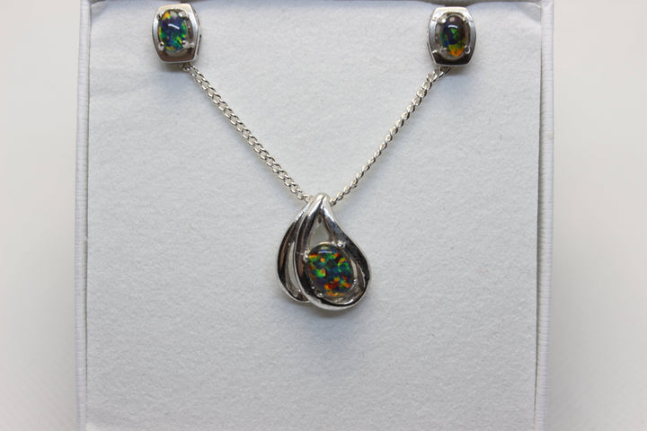 Australian Triplet Opal Set in Sterling Silver Setting Set Australian Opal House 