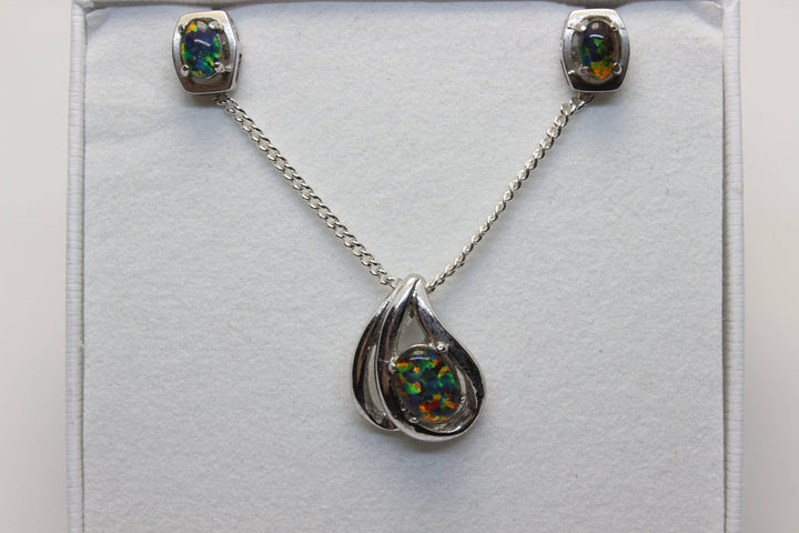 Australian Triplet Opal Set in Sterling Silver Setting Set Australian Opal House 