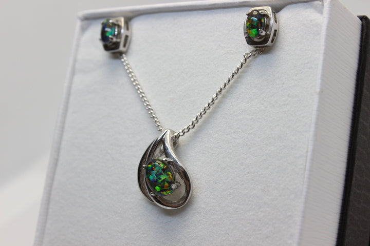 Australian Triplet Opal Set in Sterling Silver Setting Set Australian Opal House 