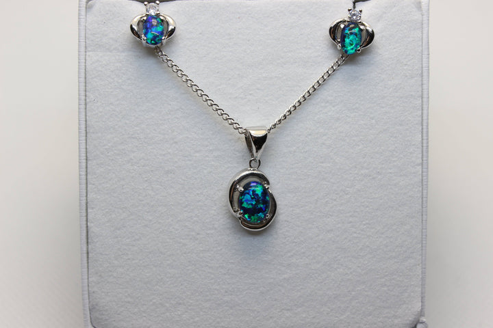 Australian Triplet Opal Set in Sterling Silver Setting Set Australian Opal House 