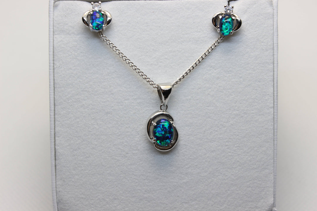 Australian Triplet Opal Set in Sterling Silver Setting Set Australian Opal House 