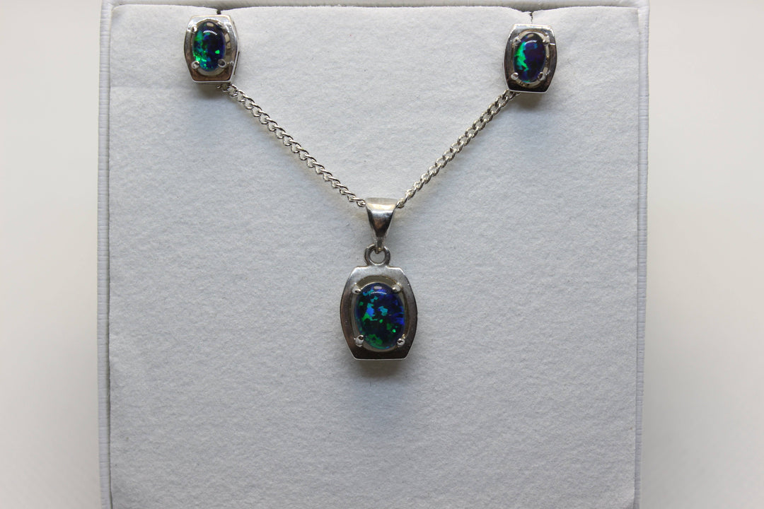 Australian Triplet Opal Set in Sterling Silver Setting Set Australian Opal House 