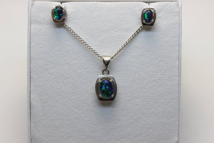 Australian Triplet Opal Set in Sterling Silver Setting Set Australian Opal House 