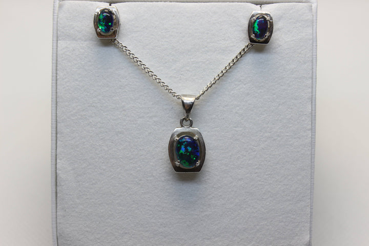 Australian Triplet Opal Set in Sterling Silver Setting Set Australian Opal House 