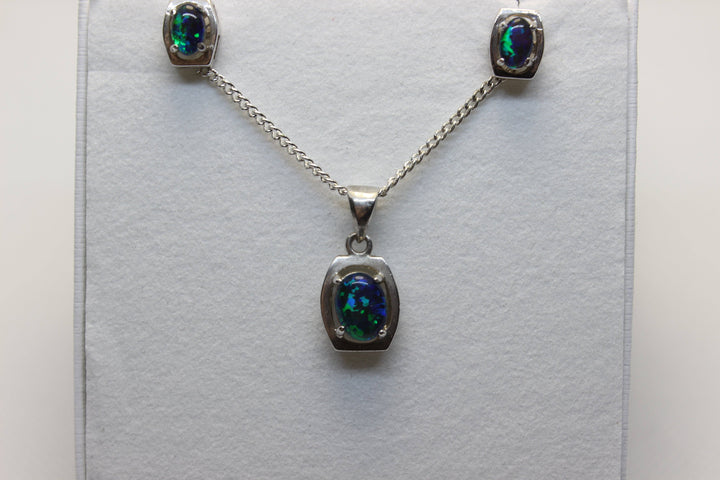 Australian Triplet Opal Set in Sterling Silver Setting Set Australian Opal House 