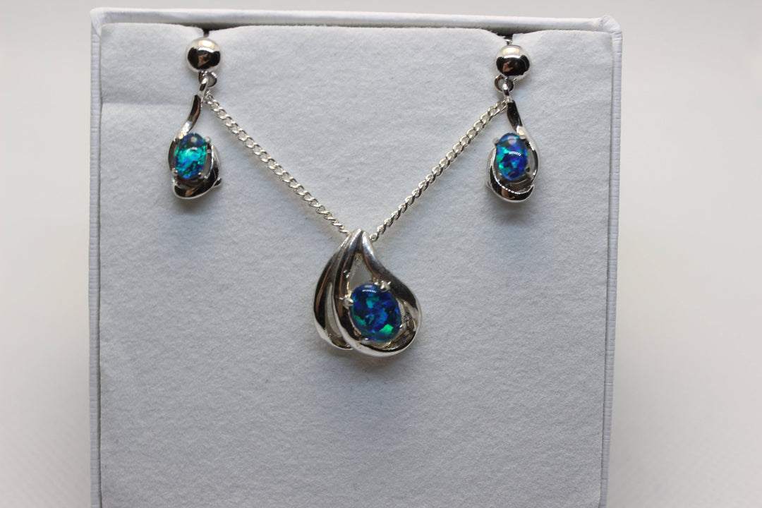 Australian Triplet Opal Set in Sterling Silver Setting Set Australian Opal House 