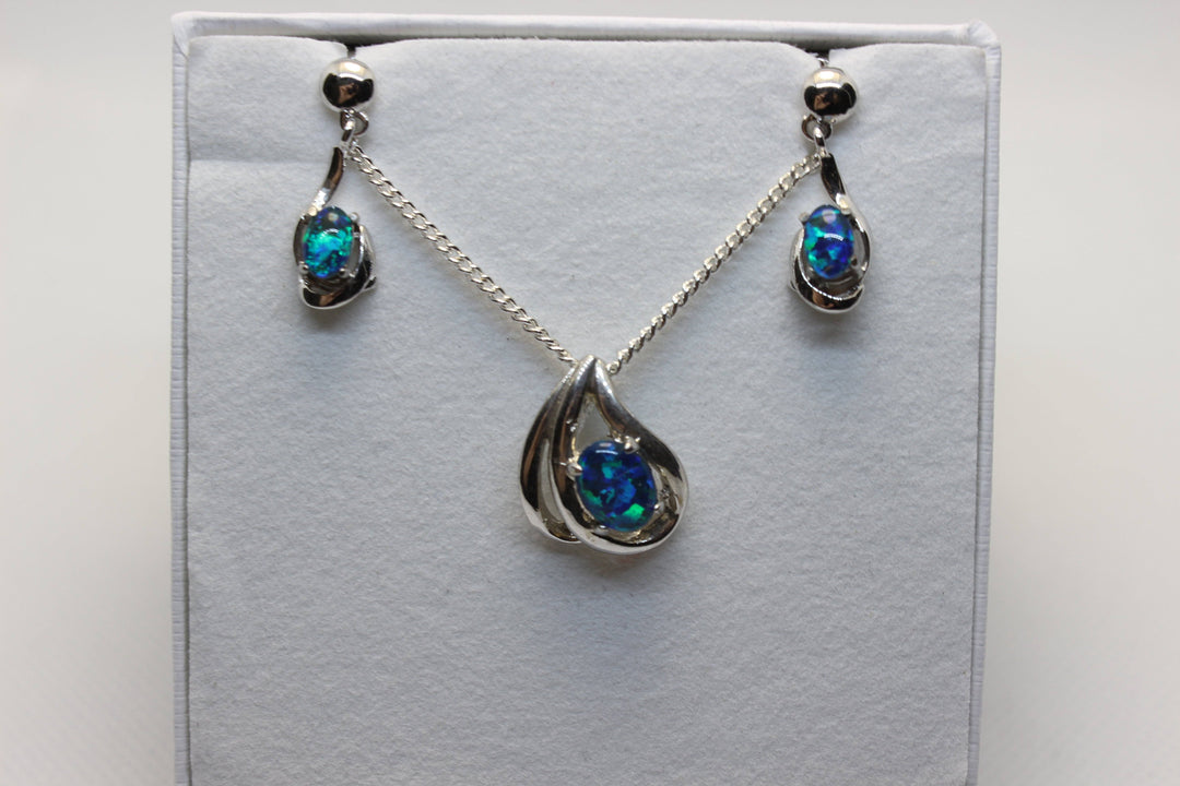 Australian Triplet Opal Set in Sterling Silver Setting Set Australian Opal House 