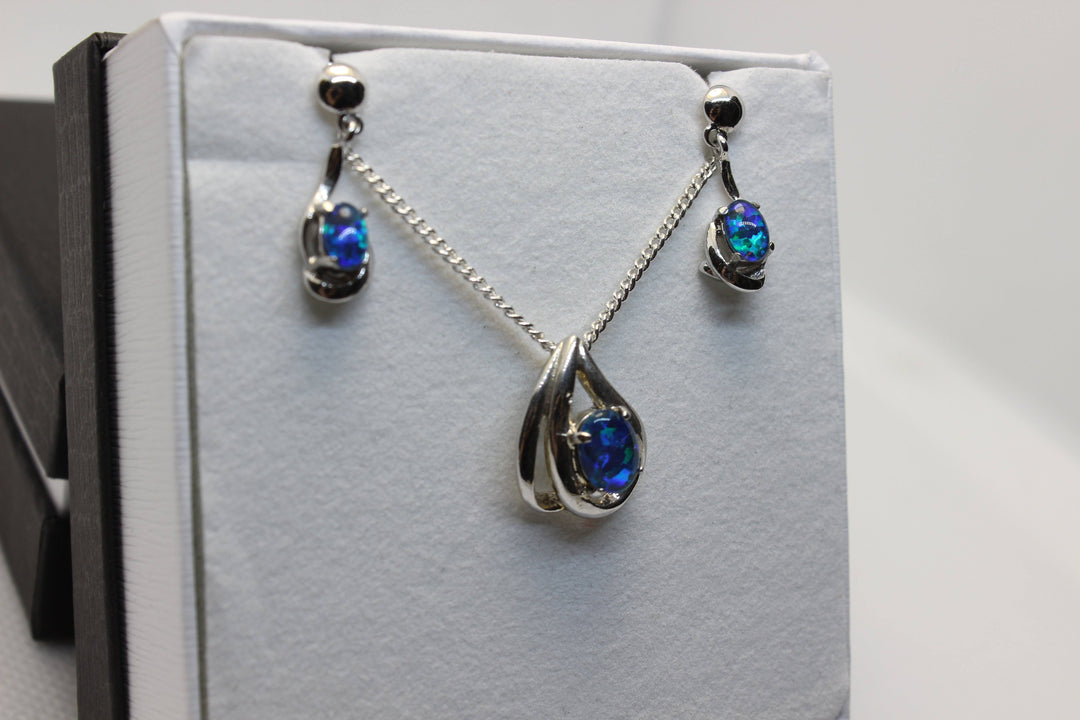 Australian Triplet Opal Set in Sterling Silver Setting Set Australian Opal House 