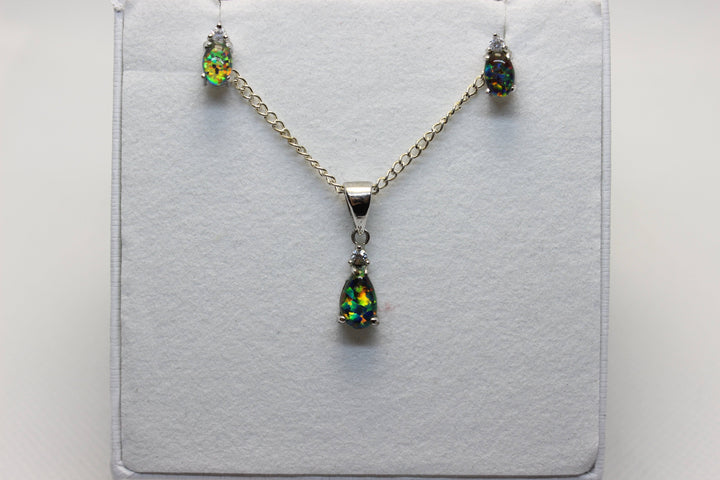 Australian Triplet Opal Set in Sterling Silver Setting Set Australian Opal House 