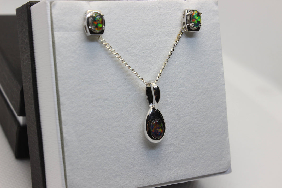 Australian Triplet Opal Set in Sterling Silver Setting Set Australian Opal House 