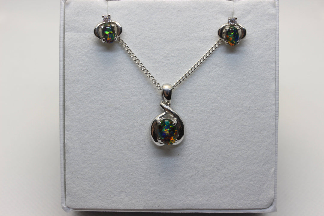 Australian Triplet Opal Set in Sterling Silver Setting Set Australian Opal House 