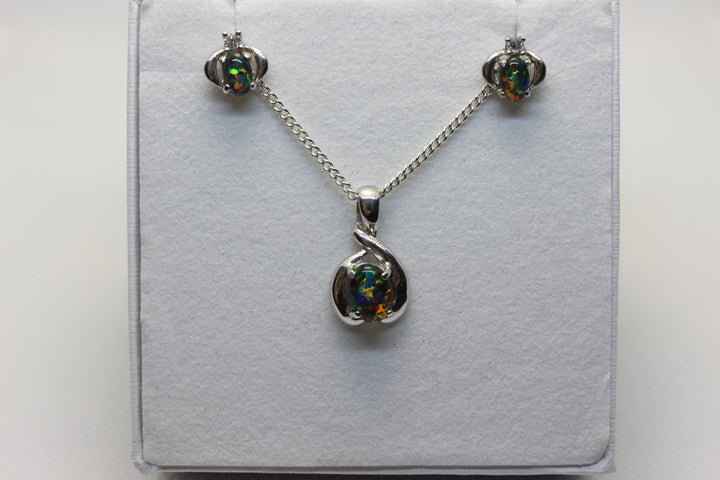 Australian Triplet Opal Set in Sterling Silver Setting Set Australian Opal House 