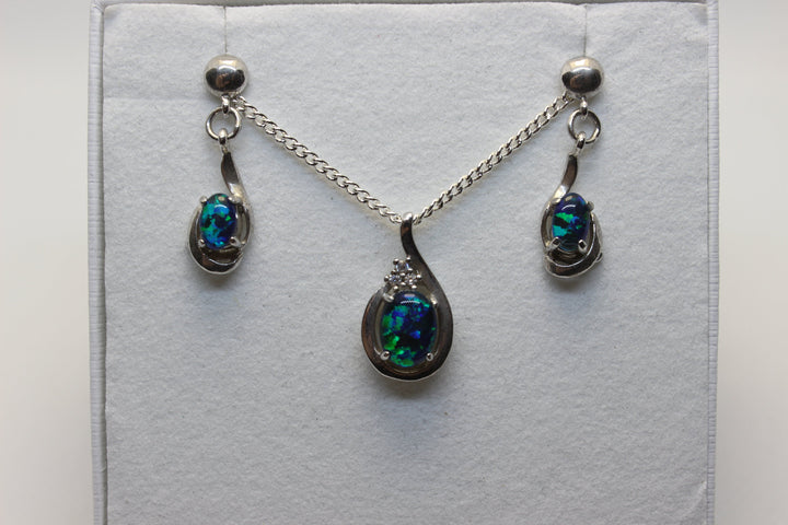 Australian Triplet Opal Set in Sterling Silver Setting Set Australian Opal House 