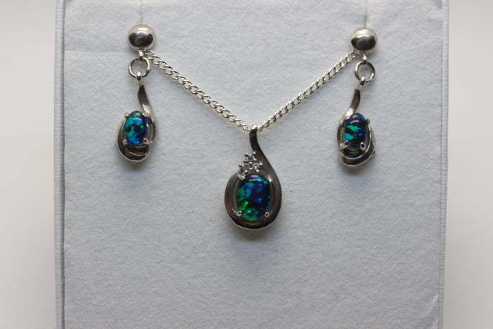 Australian Triplet Opal Set in Sterling Silver Setting Set Australian Opal House 