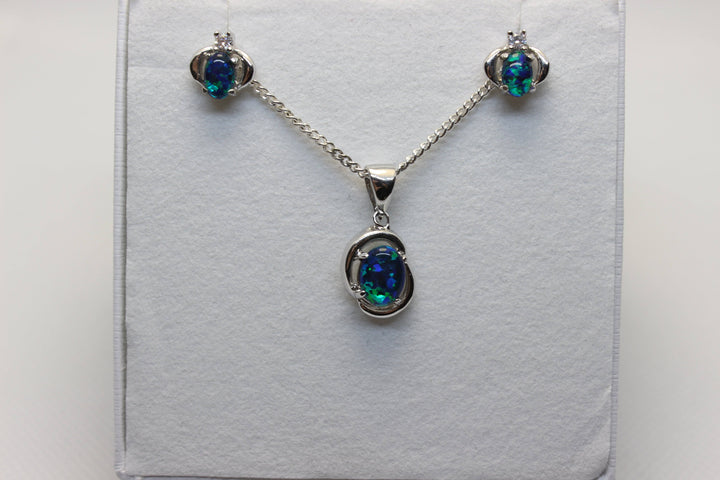 Australian Triplet Opal Set in Sterling Silver Setting Set Australian Opal House 