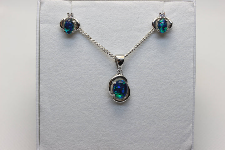 Australian Triplet Opal Set in Sterling Silver Setting Set Australian Opal House 