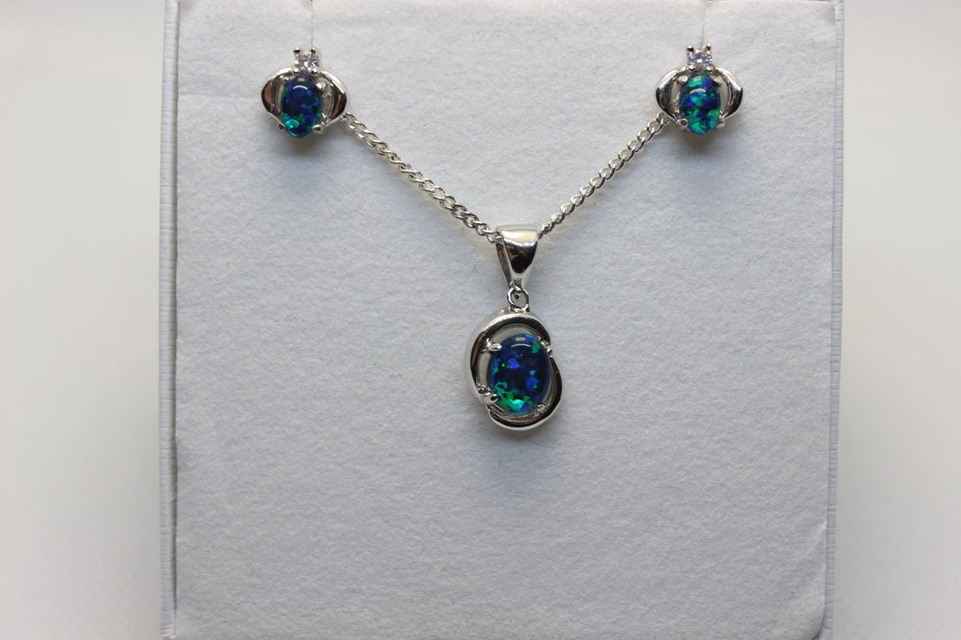 Australian Triplet Opal Set in Sterling Silver Setting Set Australian Opal House 