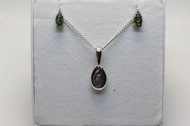 Australian Triplet Opal Set in Sterling Silver Setting Set Australian Opal House 