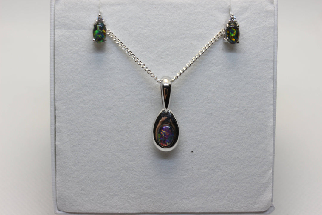 Australian Triplet Opal Set in Sterling Silver Setting Set Australian Opal House 