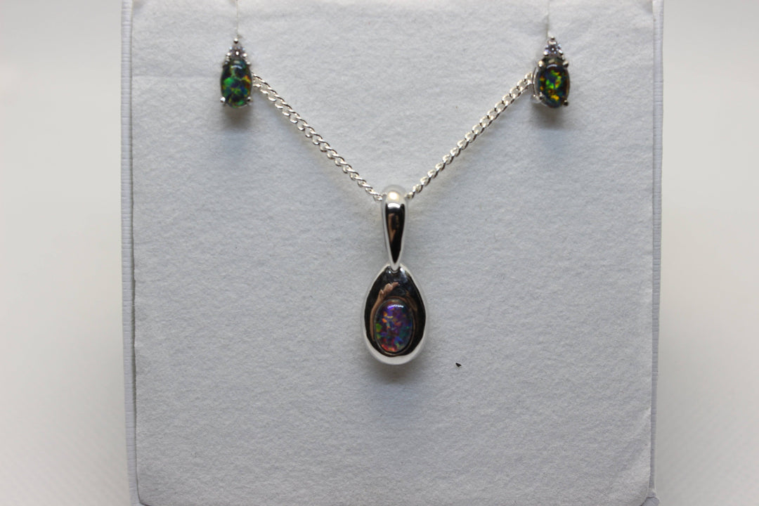 Australian Triplet Opal Set in Sterling Silver Setting Set Australian Opal House 