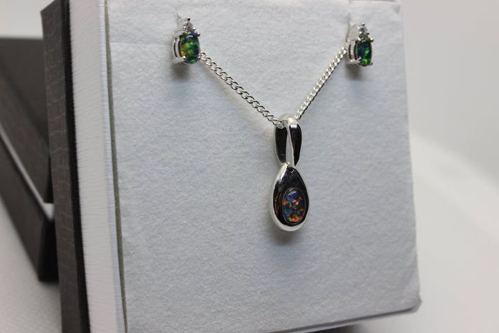 Australian Triplet Opal Set in Sterling Silver Setting Set Australian Opal House 