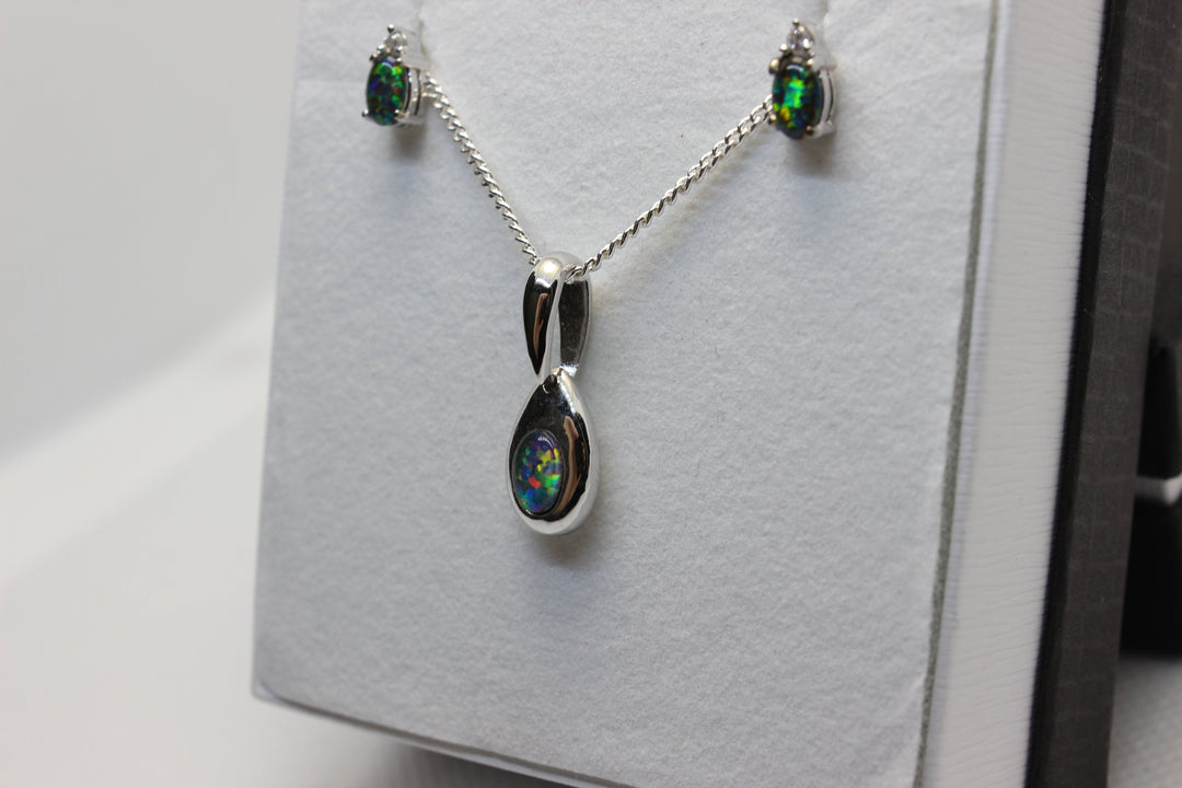 Australian Triplet Opal Set in Sterling Silver Setting Set Australian Opal House 