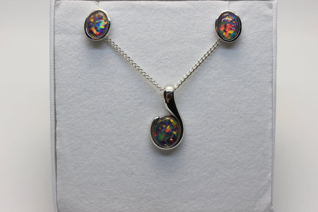 Australian Triplet Opal Set in Sterling Silver Setting Set Australian Opal House 