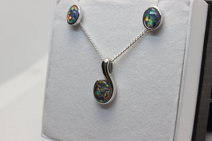 Australian Triplet Opal Set in Sterling Silver Setting Set Australian Opal House 