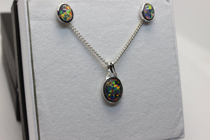 Australian Triplet Opal Set in Sterling Silver Setting Set Australian Opal House 