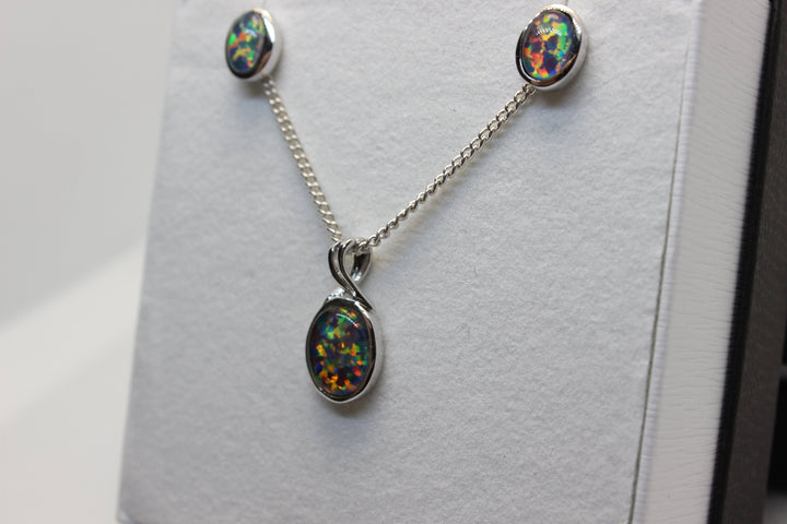 Australian Triplet Opal Set in Sterling Silver Setting Set Australian Opal House 