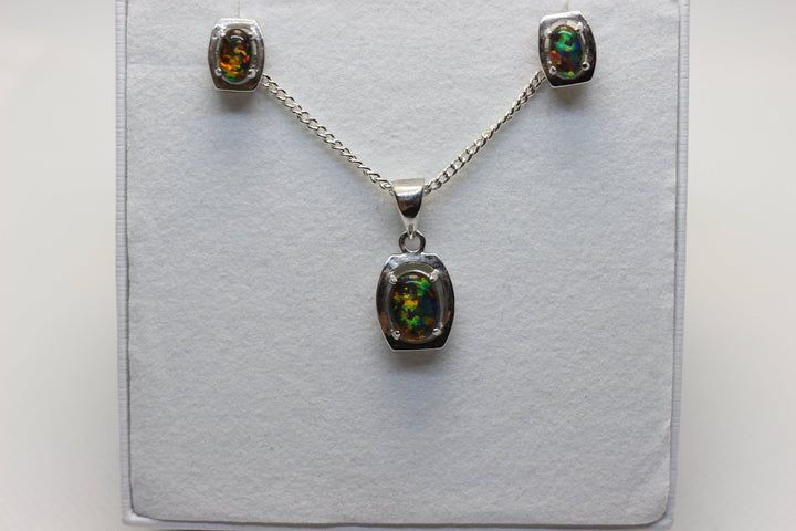 Australian Triplet Opal Set in Sterling Silver Setting Set Australian Opal House 