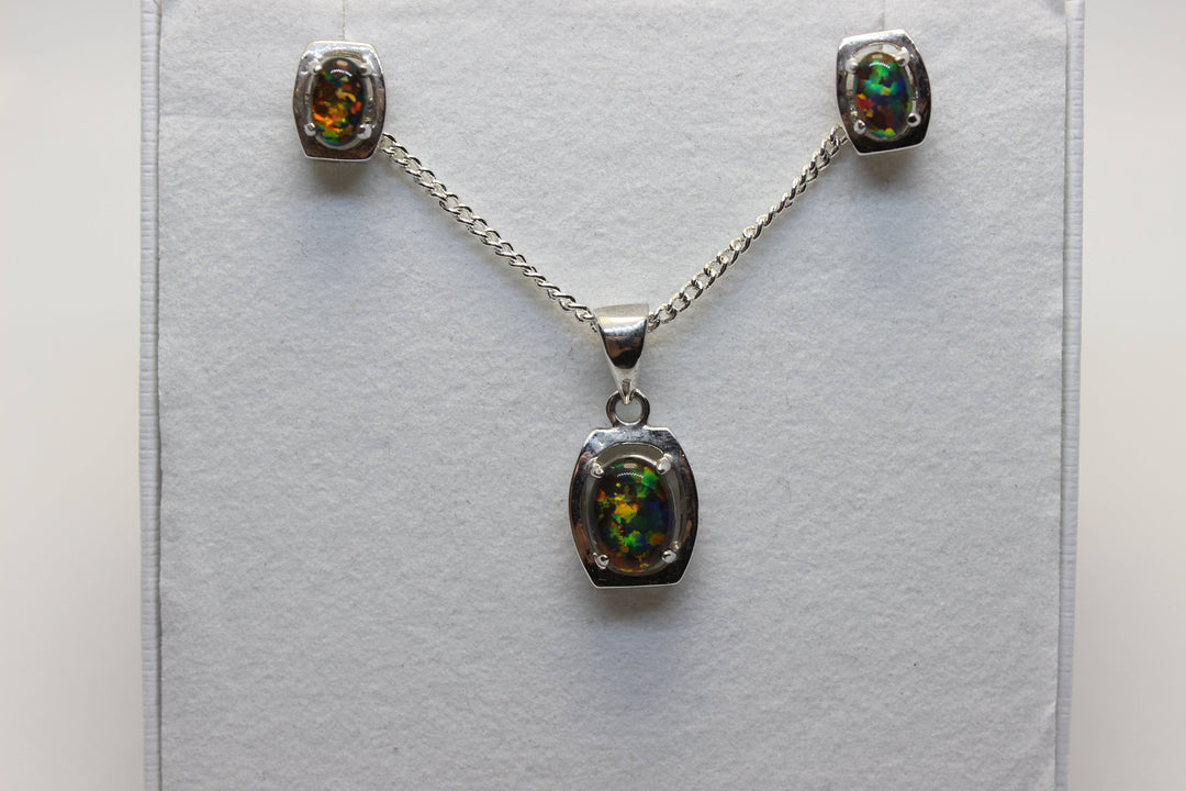 Australian Triplet Opal Set in Sterling Silver Setting Set Australian Opal House 