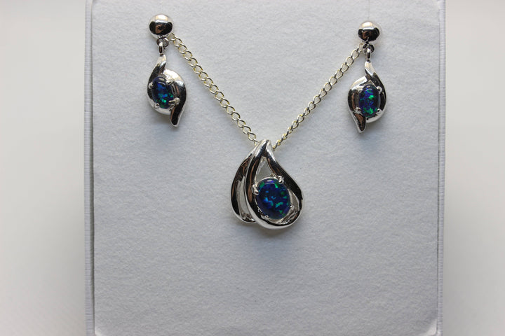 Australian Triplet Opal Set in Sterling Silver Setting Set Australian Opal House 