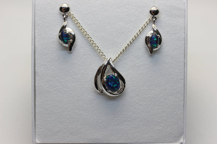 Australian Triplet Opal Set in Sterling Silver Setting Set Australian Opal House 