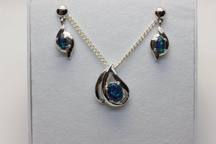 Australian Triplet Opal Set in Sterling Silver Setting Set Australian Opal House 