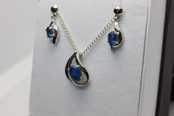 Australian Triplet Opal Set in Sterling Silver Setting Set Australian Opal House 