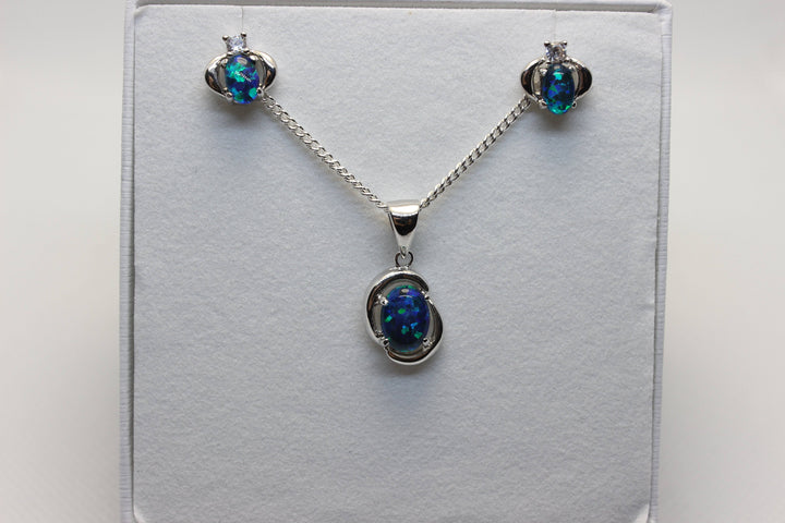 Australian Triplet Opal Set in Sterling Silver Setting Set Australian Opal House 