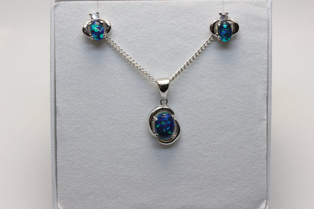 Australian Triplet Opal Set in Sterling Silver Setting Set Australian Opal House 