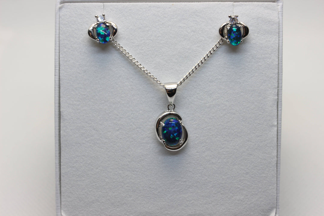 Australian Triplet Opal Set in Sterling Silver Setting Set Australian Opal House 