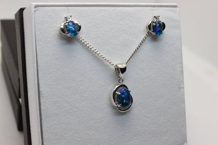 Australian Triplet Opal Set in Sterling Silver Setting Set Australian Opal House 