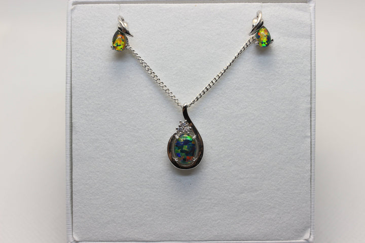 Australian Triplet Opal Set in Sterling Silver Setting Set Australian Opal House 