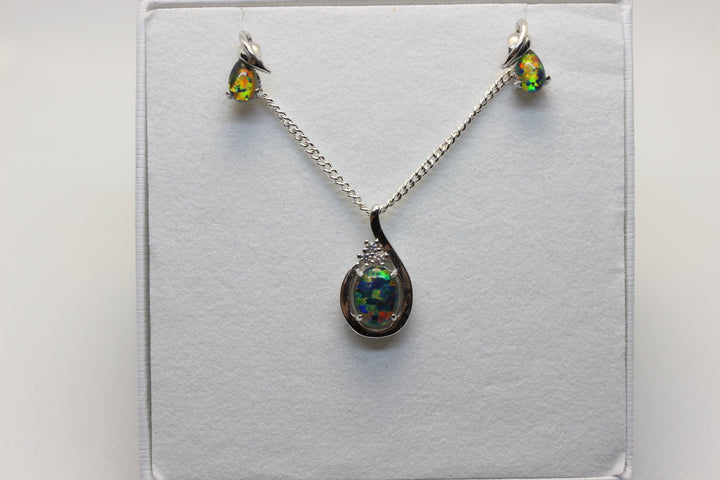 Australian Triplet Opal Set in Sterling Silver Setting Set Australian Opal House 