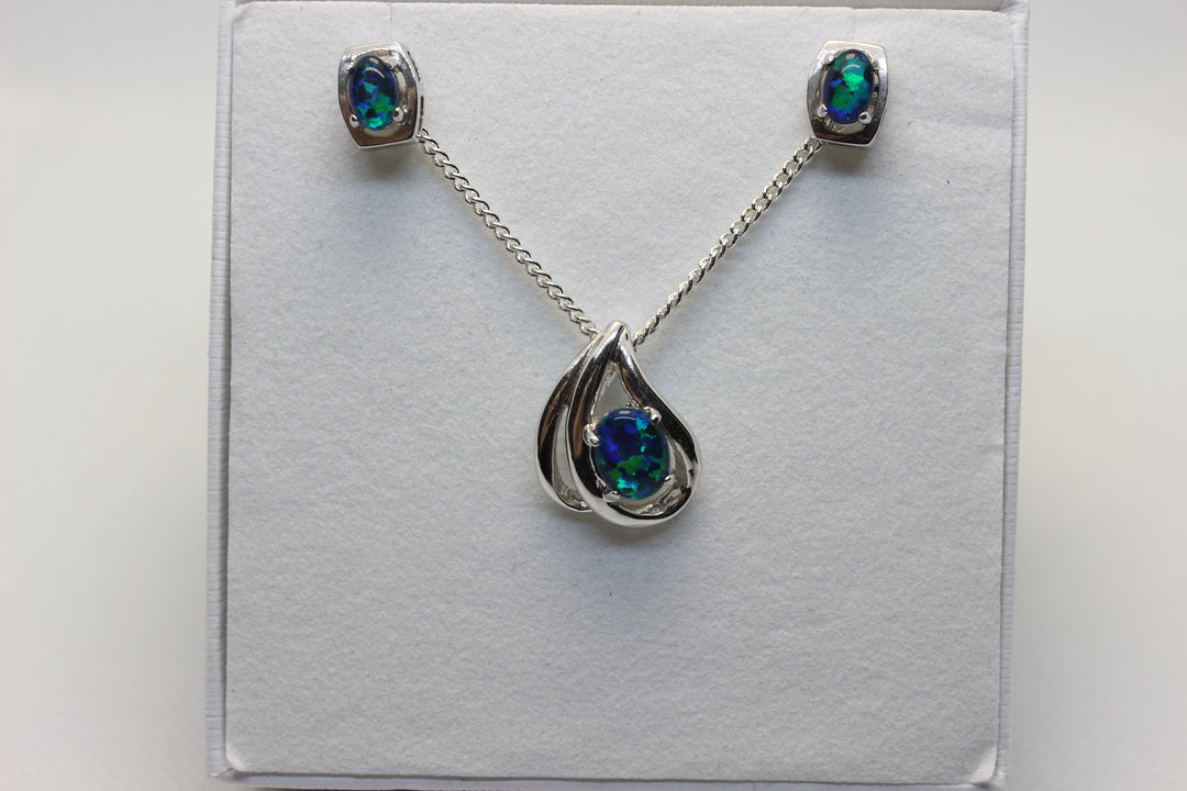 Australian Triplet Opal Set in Sterling Silver Setting Set Australian Opal House 