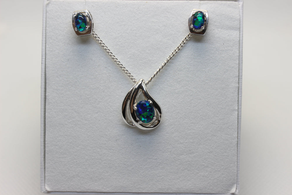 Australian Triplet Opal Set in Sterling Silver Setting Set Australian Opal House 