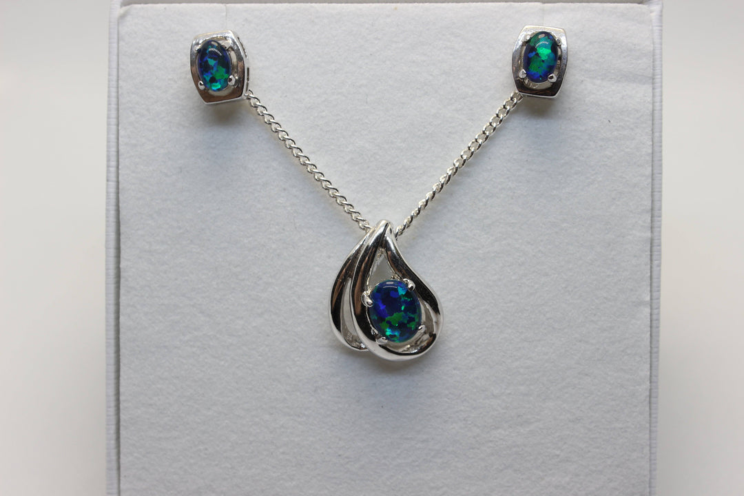 Australian Triplet Opal Set in Sterling Silver Setting Set Australian Opal House 