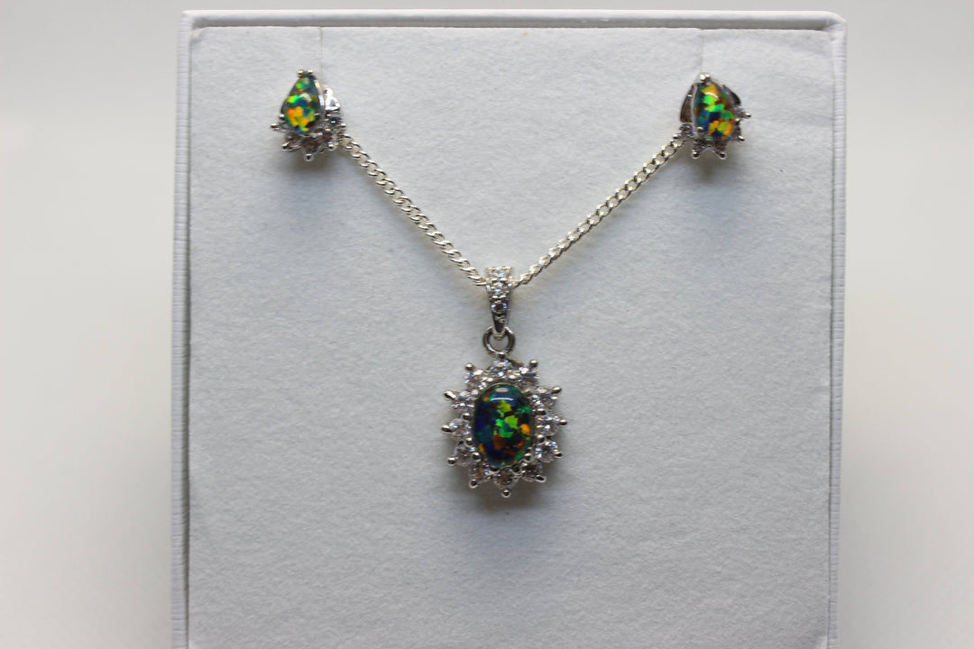 Australian Triplet Opal Set in Sterling Silver Setting Set Australian Opal House 