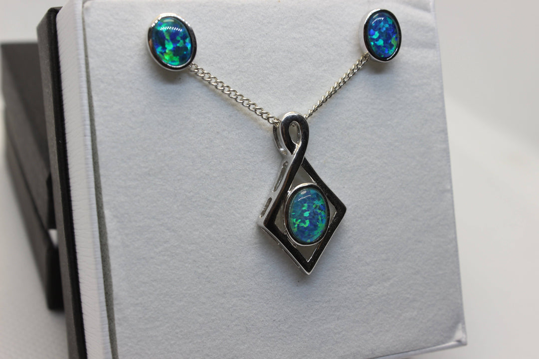 Australian Triplet Opal Set in Sterling Silver Setting Set Australian Opal House 