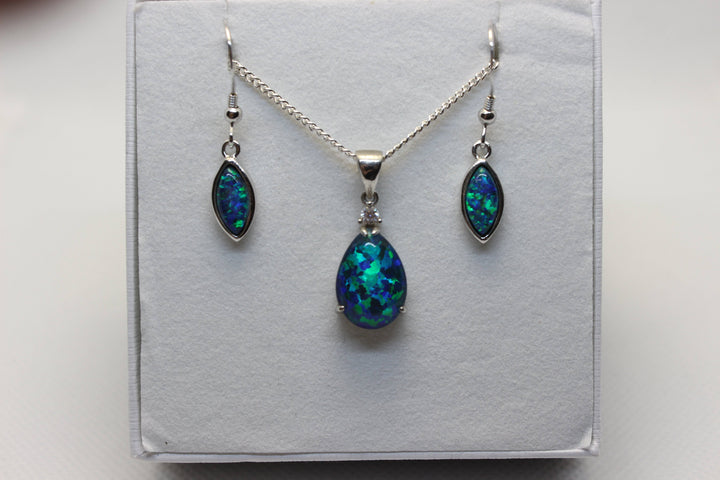 Australian Triplet Opal Set in Sterling Silver Setting Set Australian Opal House 