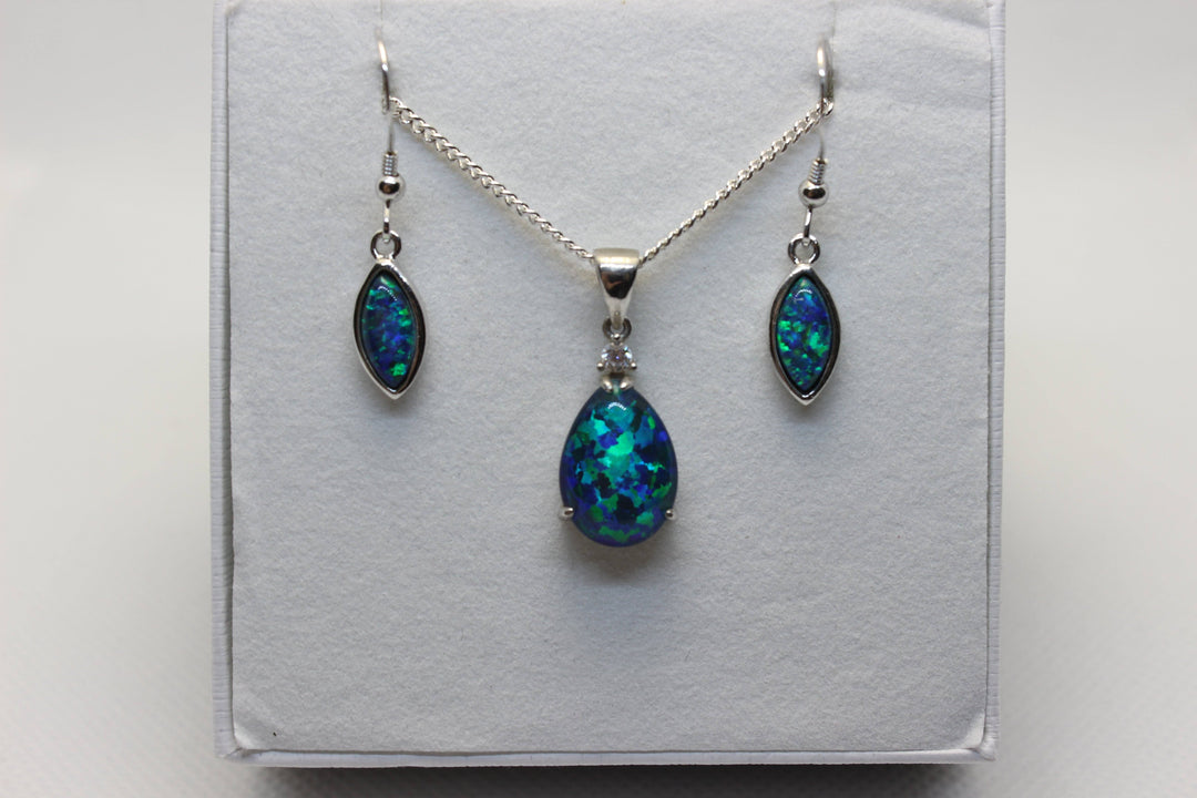 Australian Triplet Opal Set in Sterling Silver Setting Set Australian Opal House 